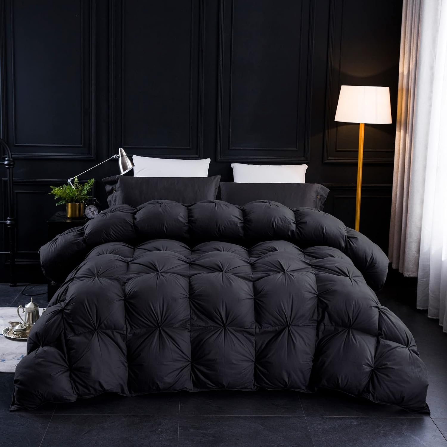 Three Geese Pinch Pleat Waterfowl Feathers and Down Comforter Queen Size Duvet Insert